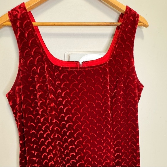 Vintage Michel Antonio Collection Burgundy Velvet Scoop Neck Maxi Dress Size 16 - Picture 2 of 14